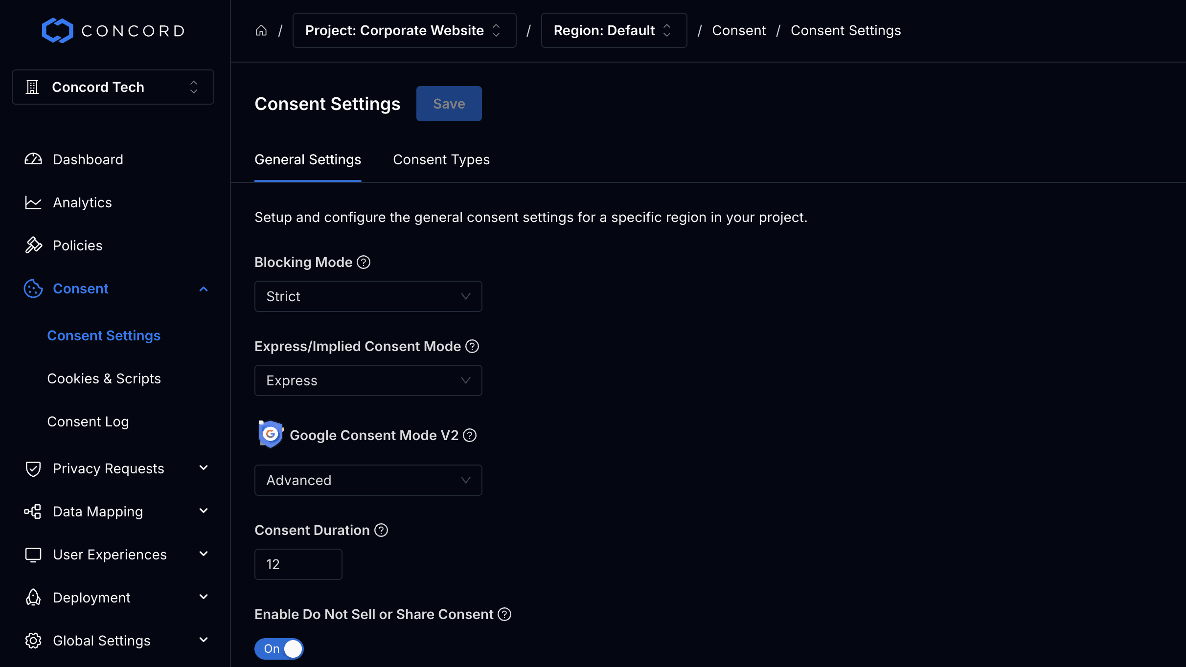 Concord Privacy Platform | Consent, Policies, Requests, Data Mapping