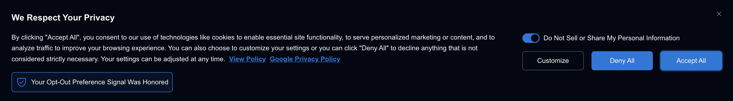 Concord Consent Banner Example | Concord